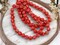 *25* 6mm Bronze Washed Opaque Coral Red Fluted Round Melon Beads